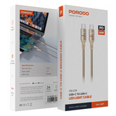 Porodo Usb-C To Usb-C Led Light Cable 1.2M-Gold